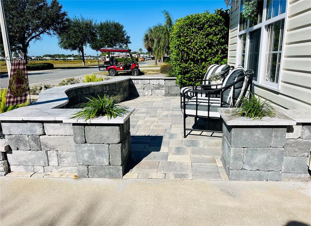 built-in planters in front porch