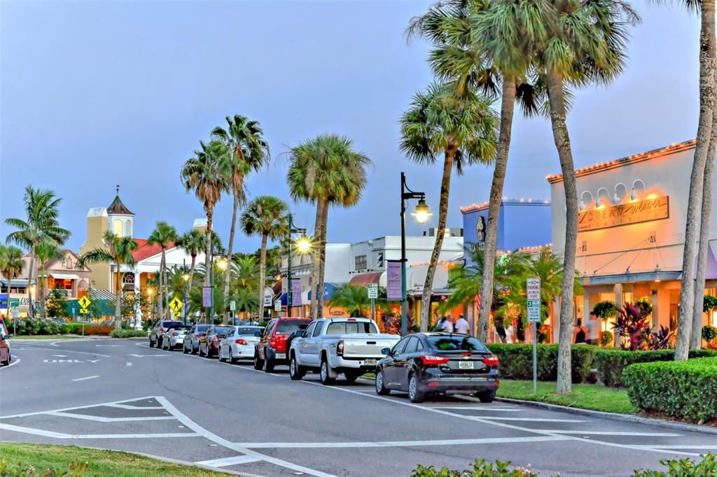 St. Armands Circle is across the Ringling Bridge adjacent to downtown Sarasota.