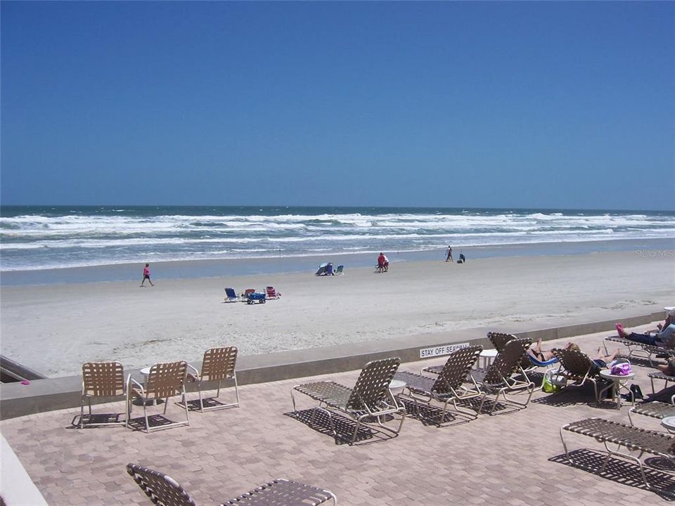 Pavered area to watch beach activity.