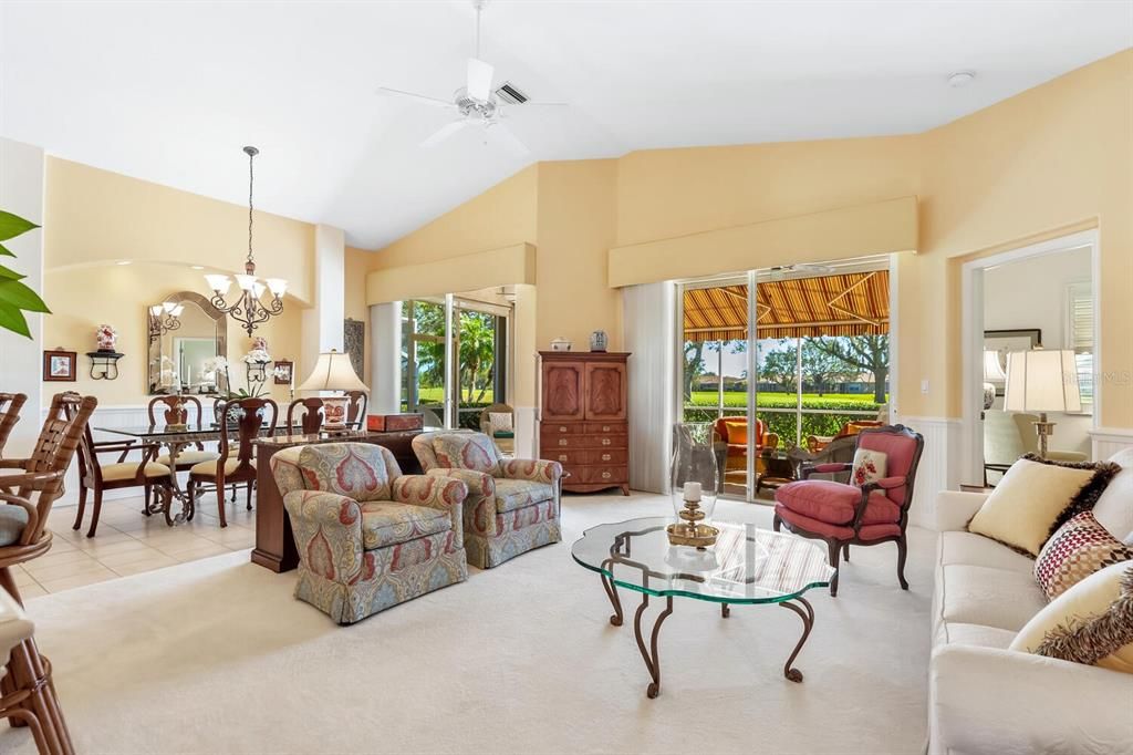 Great room with Cathedral Ceiling