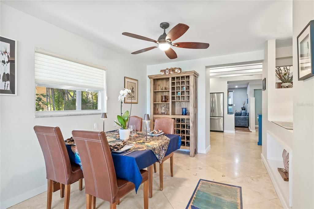 Charming dining area combined with the living room