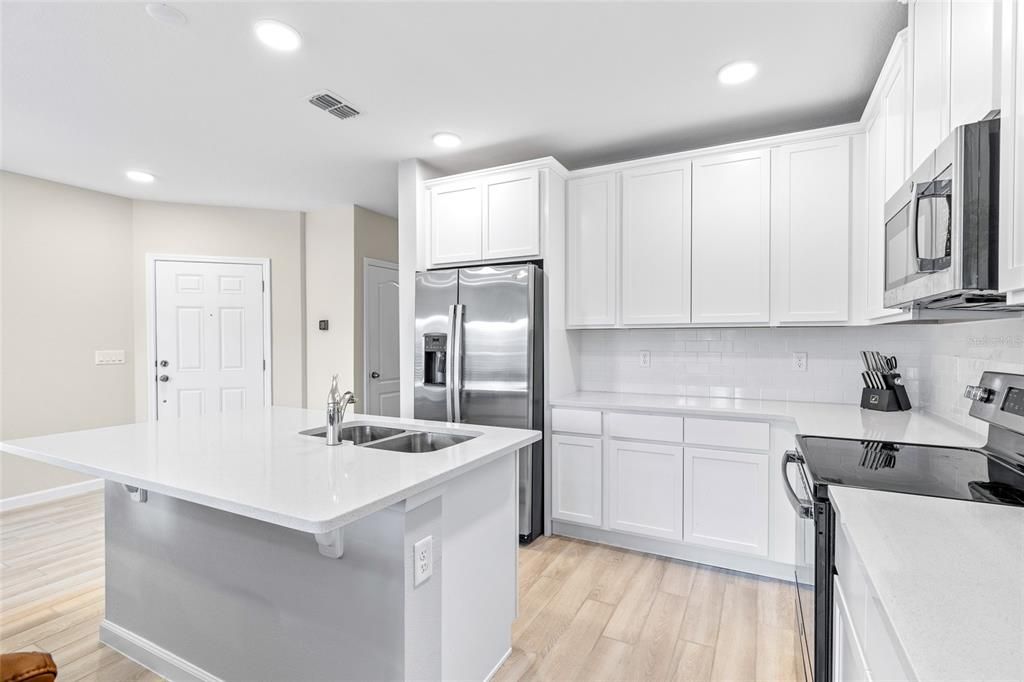 Kitchen island with quarts counters