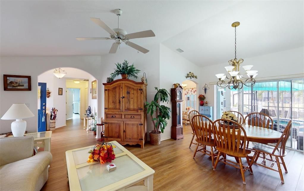 View Living area into Dining area