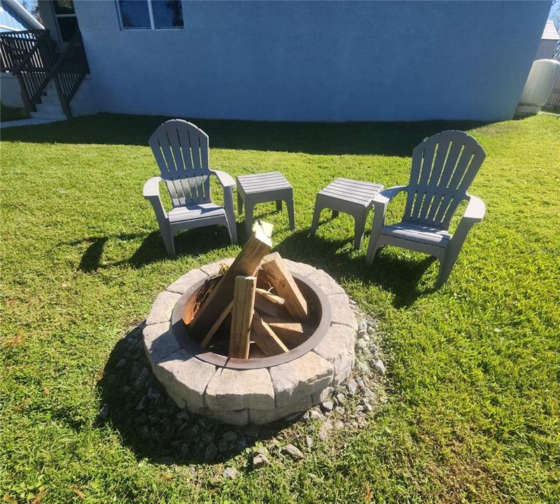 Fire pit in back yard