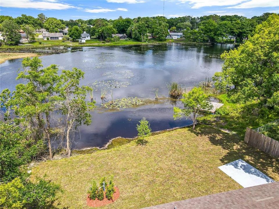 Aerial View of back yard and private lake