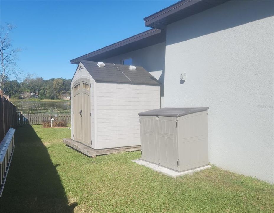 Storage shed and generator storage with generator hook-up