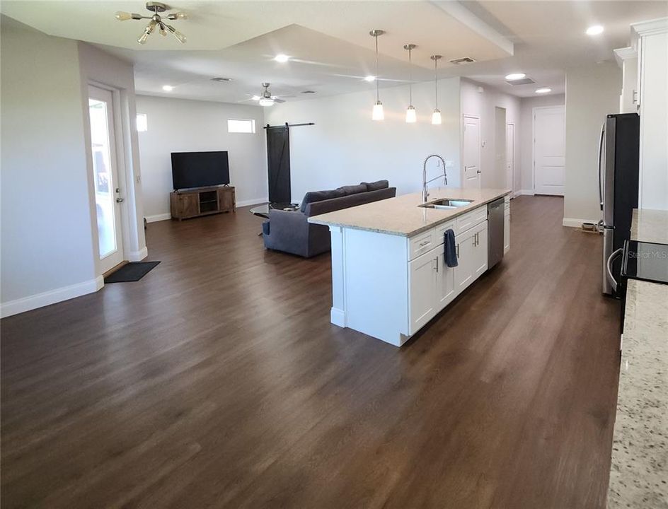 View of family room from dining room