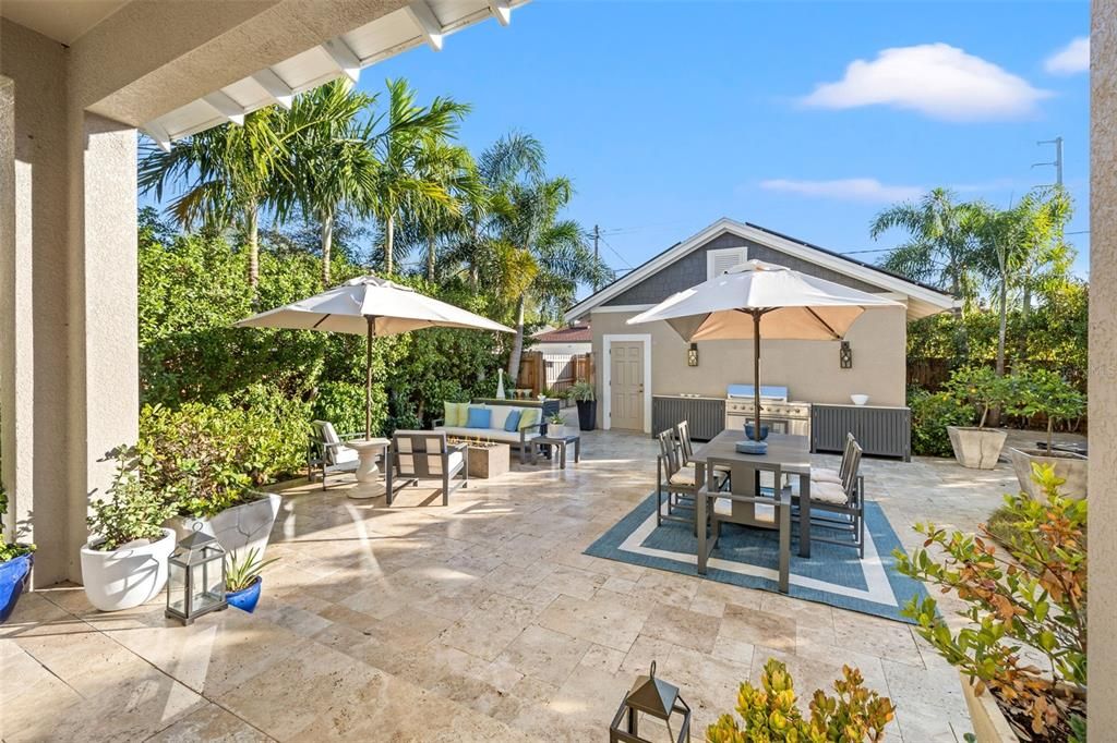 Travertine Covered Backyard