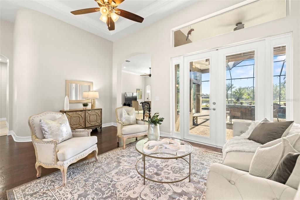 Formal family room with French doors