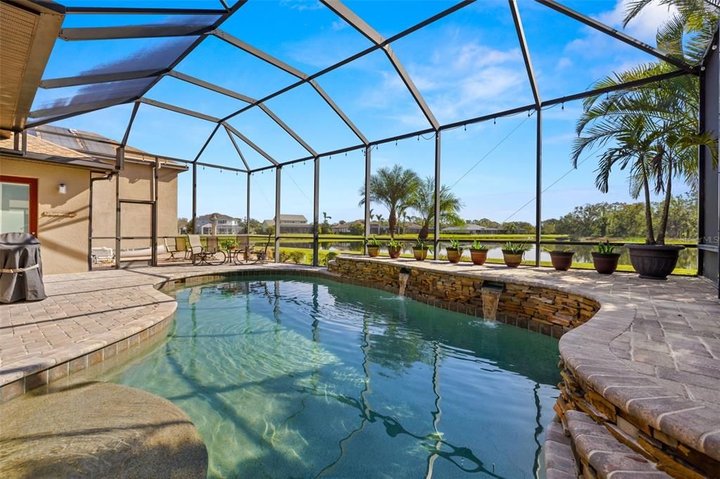 Pool overlooking lake