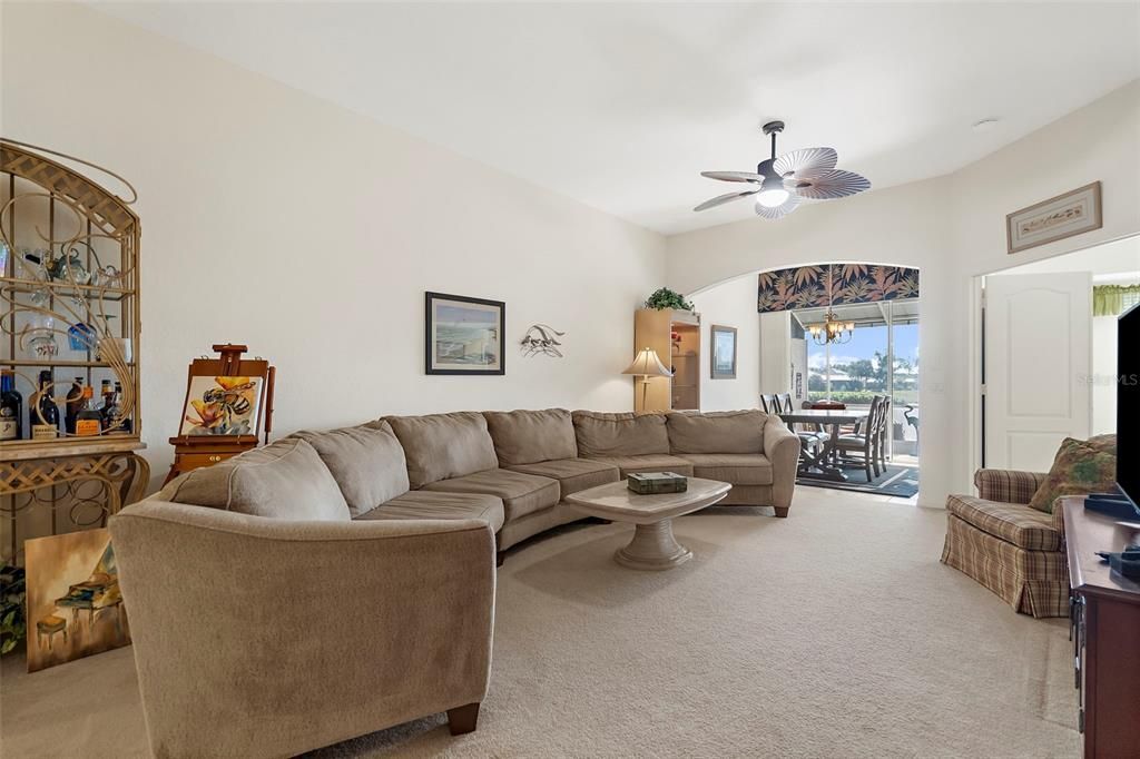 Family room with wonderful light from lanai