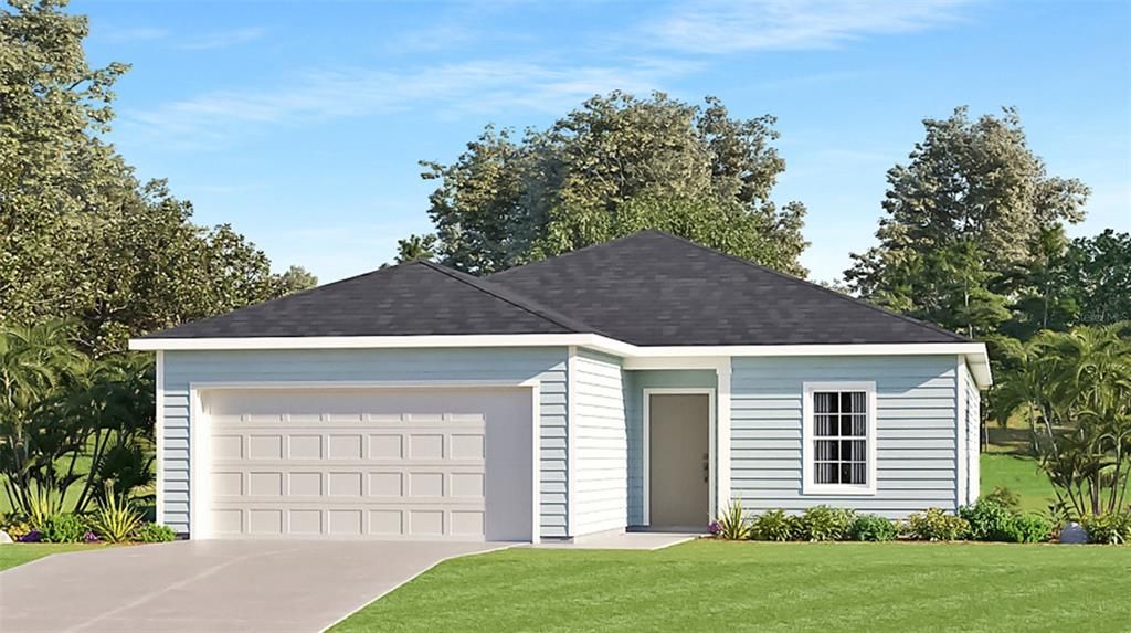 Artist rendering; illustration only; colors, features, garage orientation may differ.