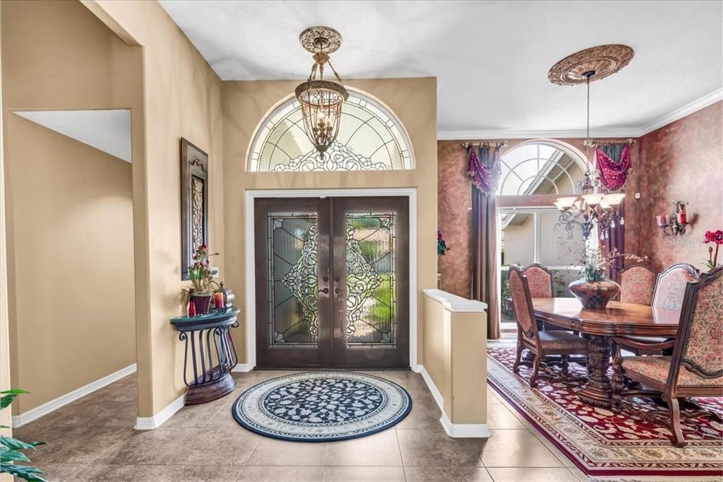 Double leaded glass door entry