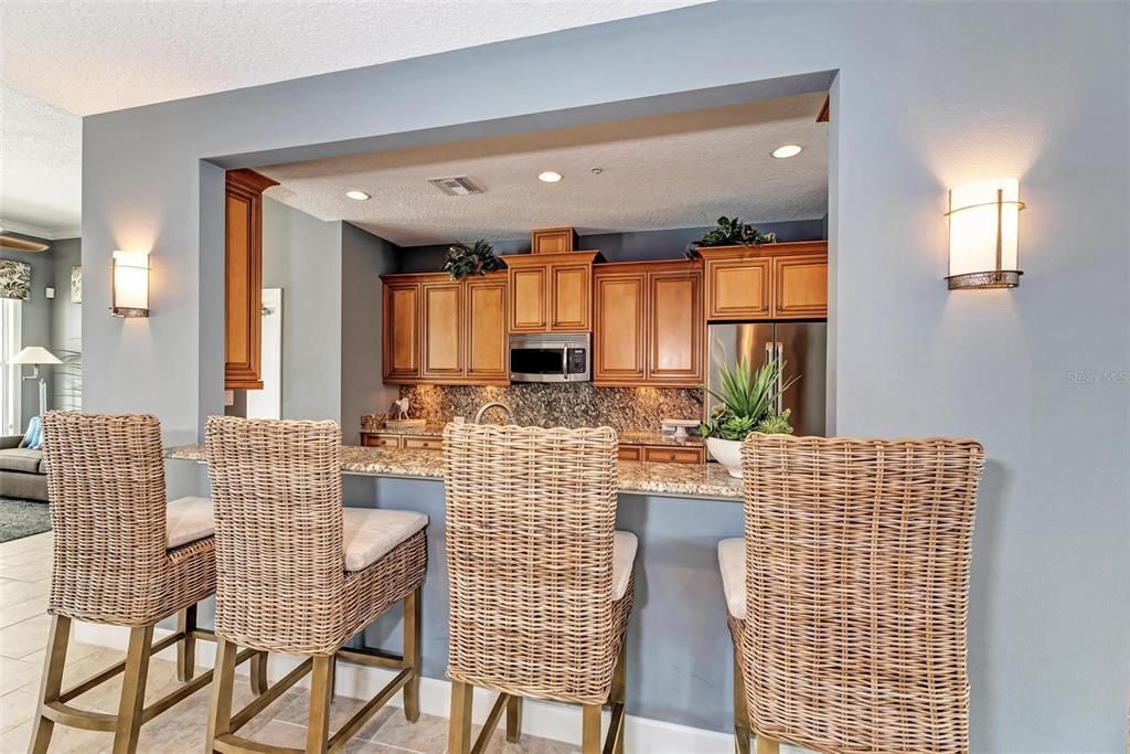 Clubhouse Kitchen and Barstool Counter Area