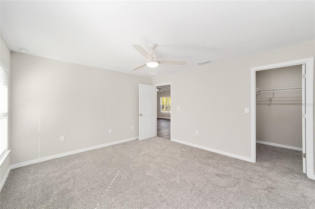 Ceiling fan, walk in closet and blinds all included