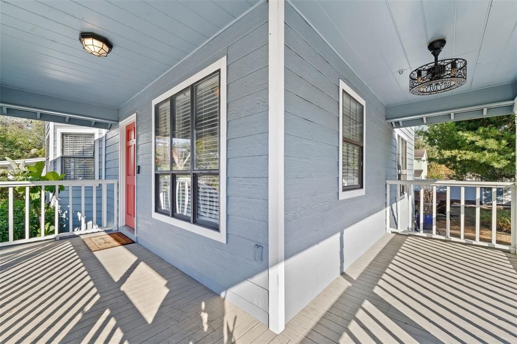 Corner view of walk around front porch