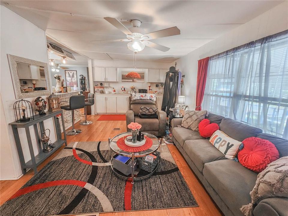 Great Room with Built-in shelving and Wet Bar