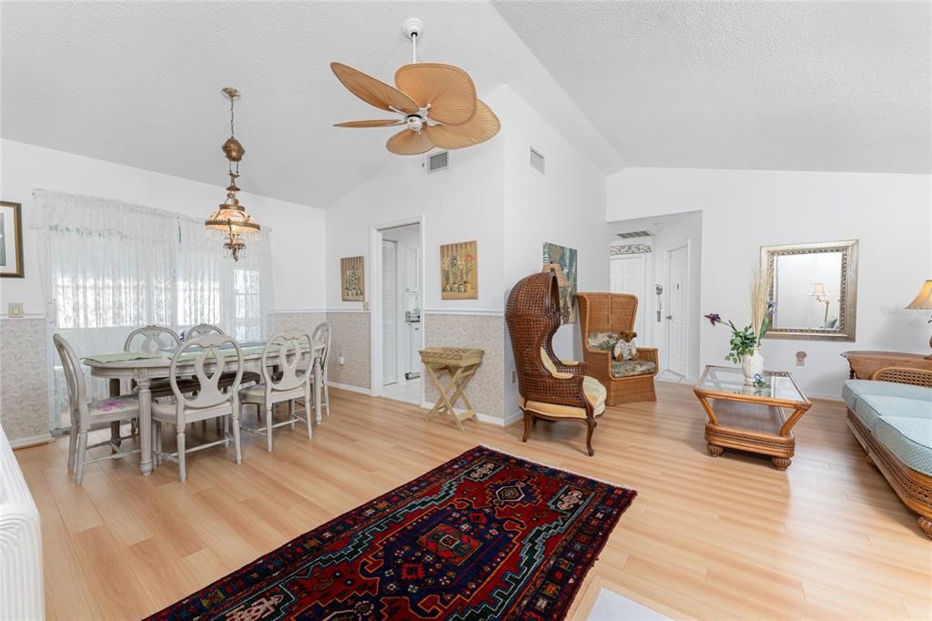 A view from the hallway into the living area.