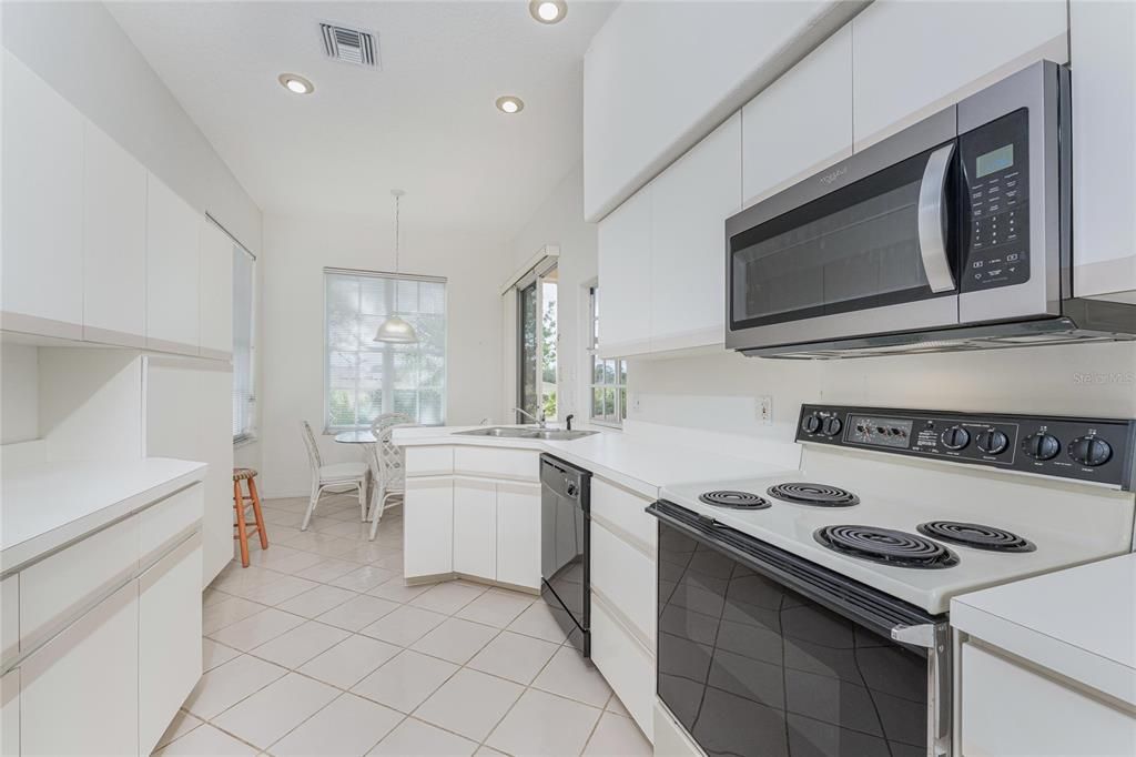 A closer look at the kitchen area.