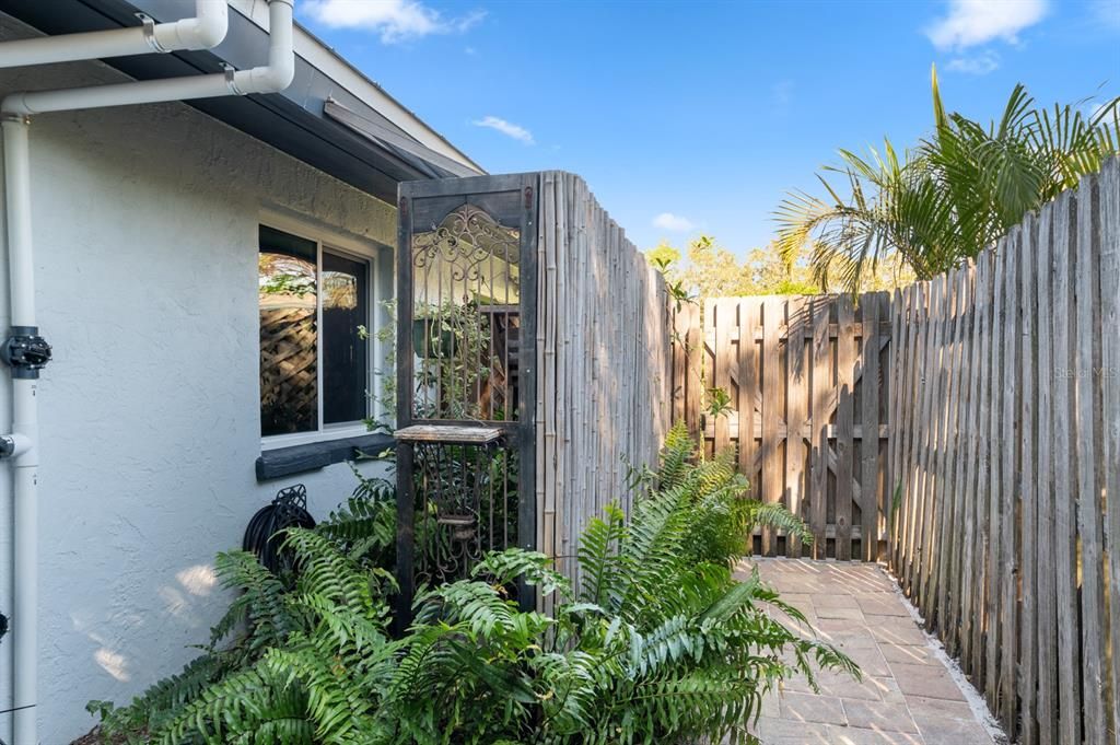 Side garden views outside master bathroom