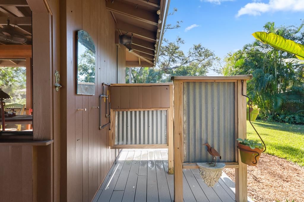 Outside pool shower