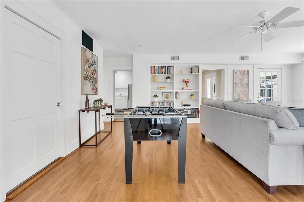 Family room with laundry closet.