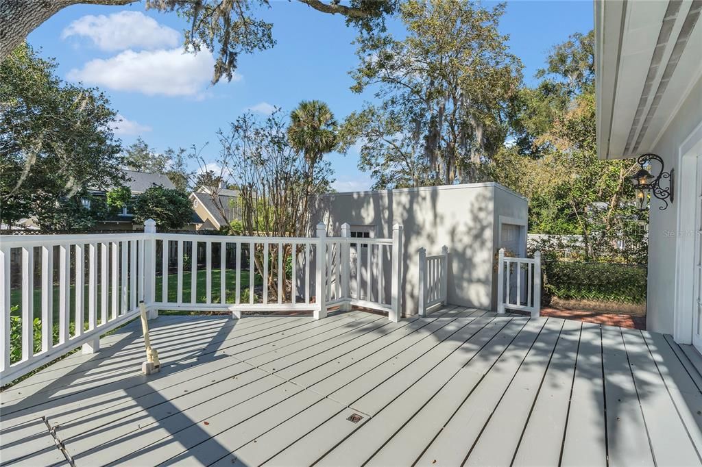 Large backyard deck.