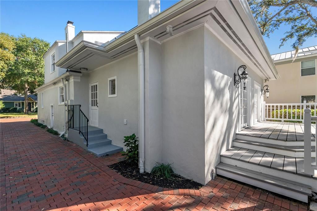 Side entrance from garage.