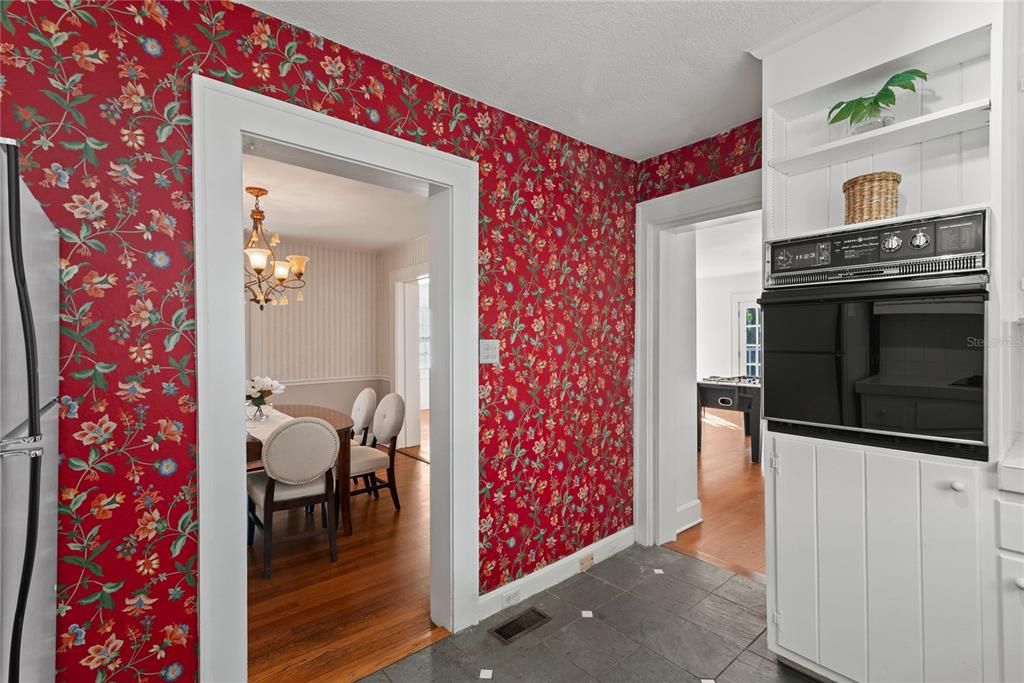 Kitchen entrance to dining room and family room.