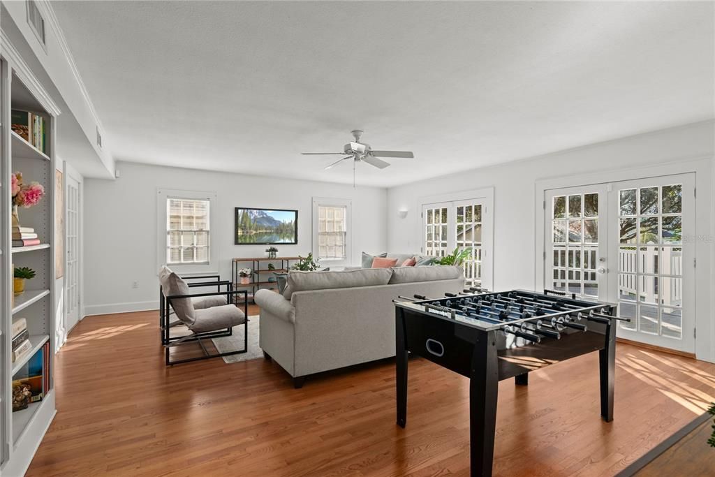 Family room with laundry closet.