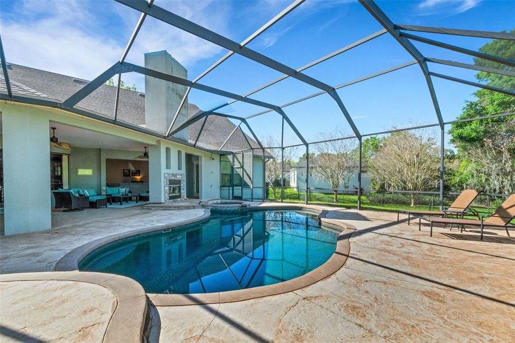 The expanse patio has plenty of room for dining.