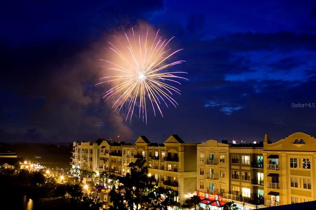 Fireworks display 3 times a year in the pond across the street.