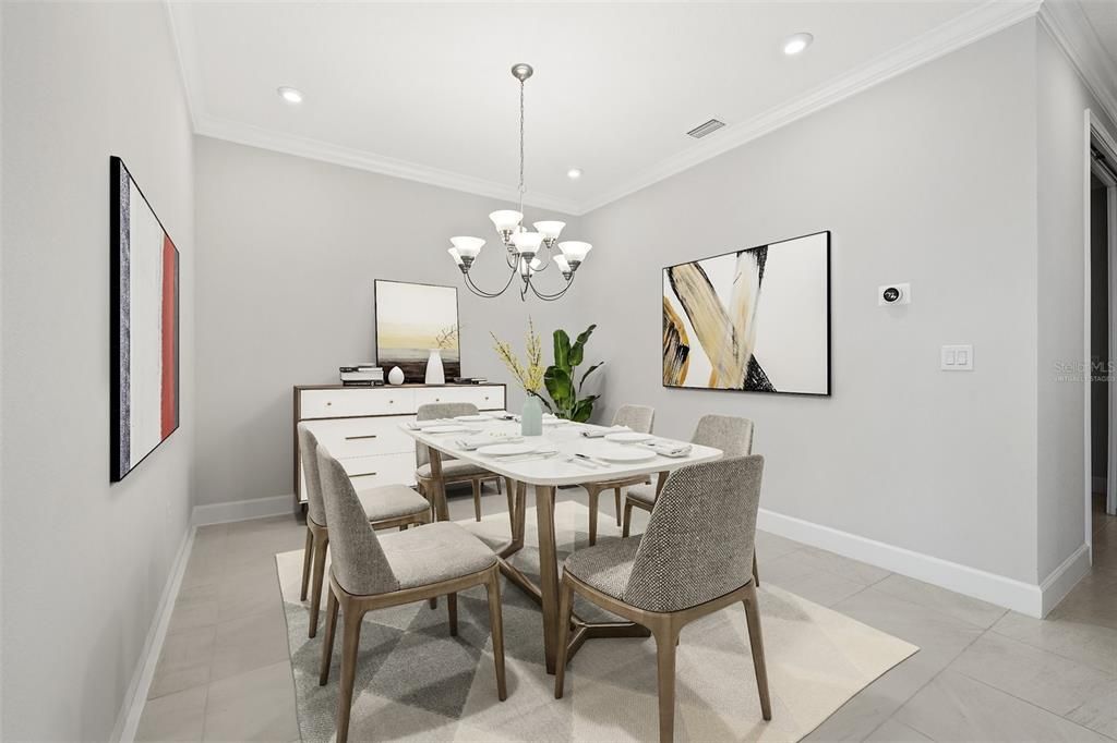 Virtually staged dining room