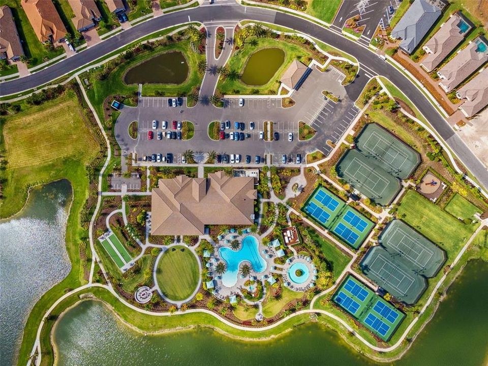 Aerial view of community amenities