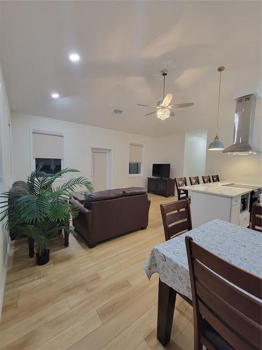 open concept living/dining area