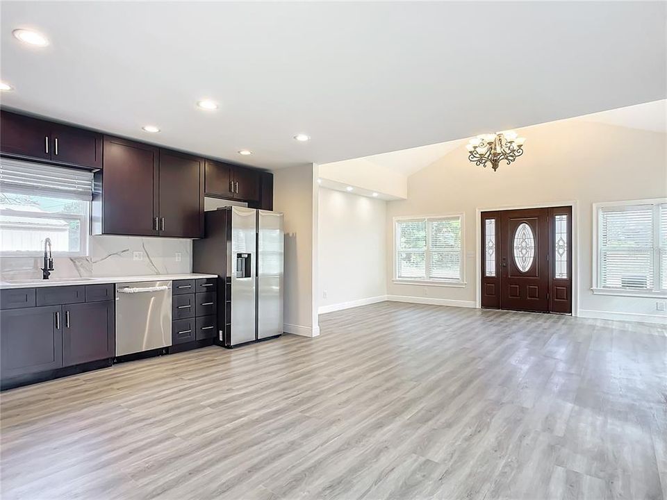 looking from dining area to the living room