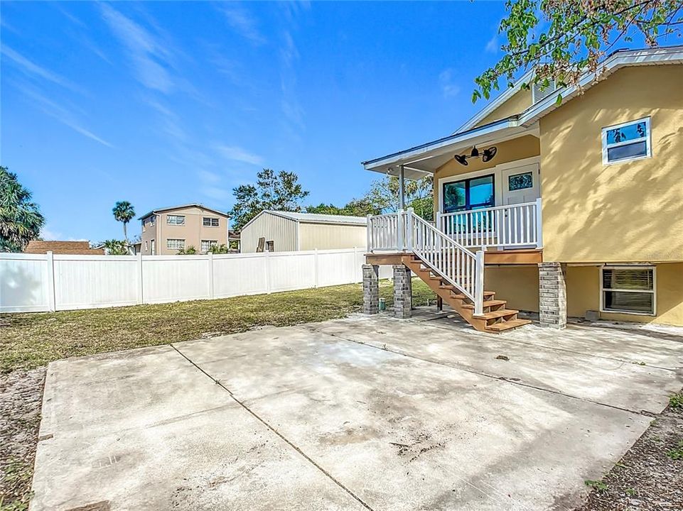 cement pad in back yard