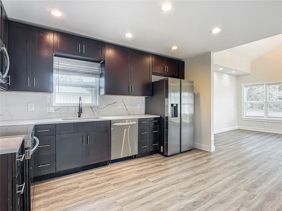 kitchen open to living room