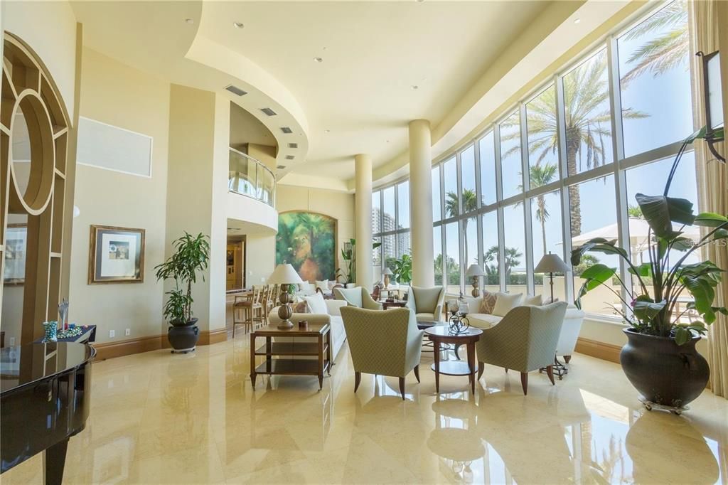 Sunset room with second floor reading library.