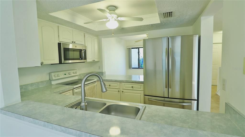 The kitchen, seen from the living room