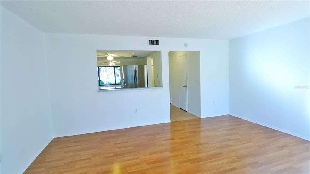 The kitchen is connected with the living room.