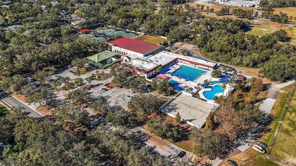 Aerial view of Temple Terrace rec center nearby