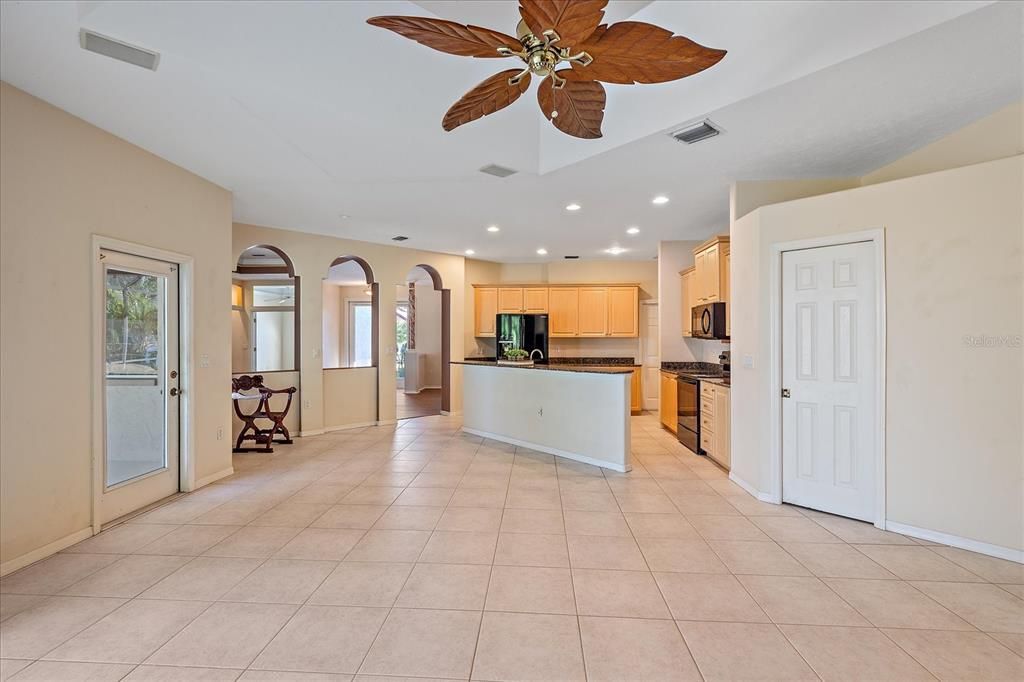 Family room and kitchen