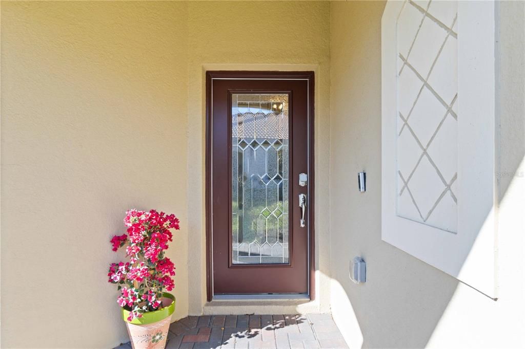 Decorative glass front door