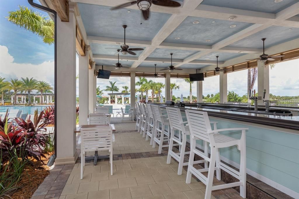 Tiki bar located poolside