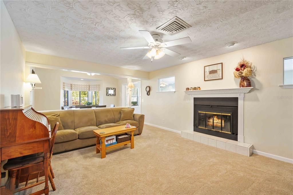 Cozy fireplace in the Living Room is ready for decorating for the holidays and entertaining friends and family!