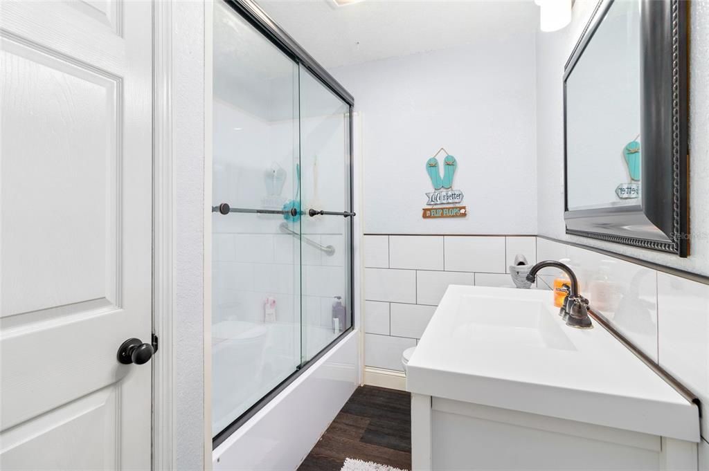 Beautiful bathroom with charcoal stainless