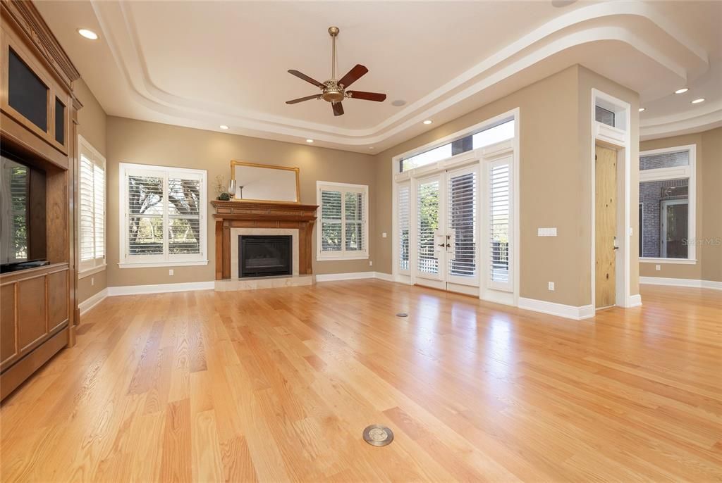 Family room with French Doors to the pool and lanai