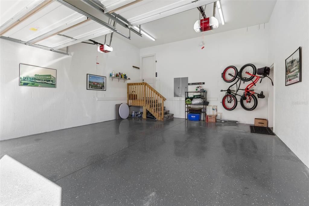 4 Car Garage with insulated doors & epoxy floors