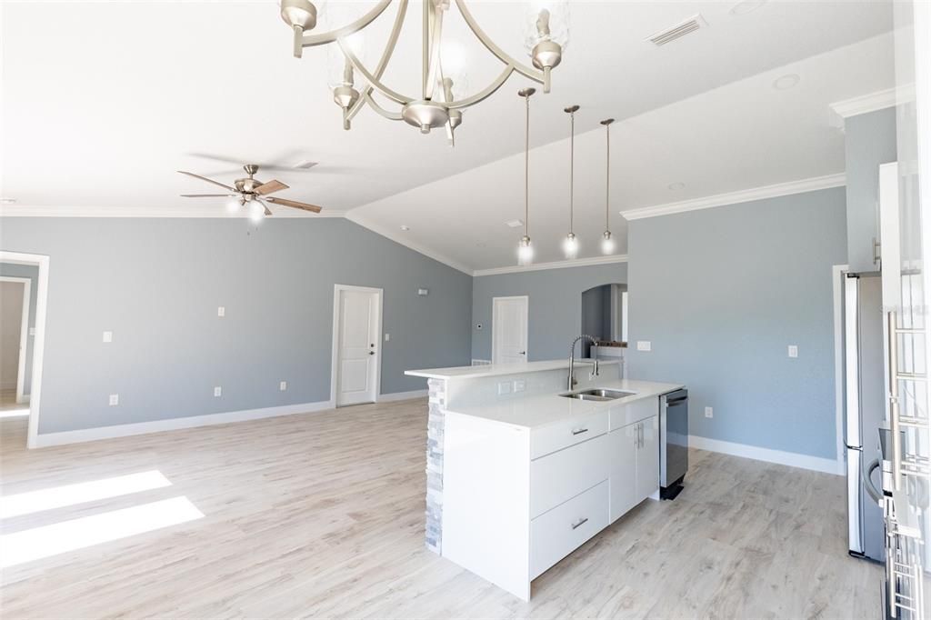 spacious kitchen area to work up your meals and entertain.